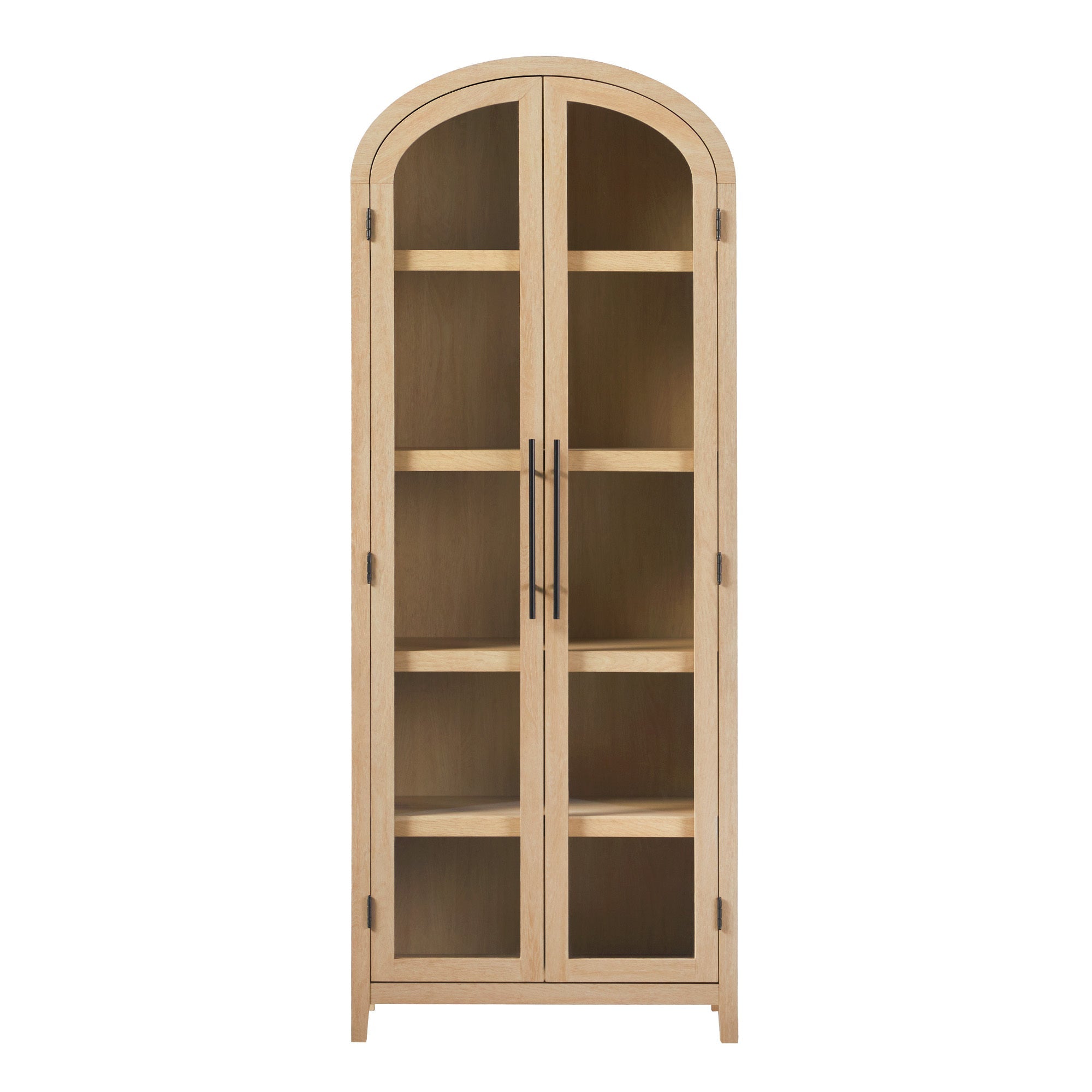 Modern 5 Shelf Arched Tall Bookcase with Glass Doors - Groovy Boardz