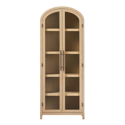 Modern 5 Shelf Arched Tall Bookcase with Glass Doors - Groovy Boardz