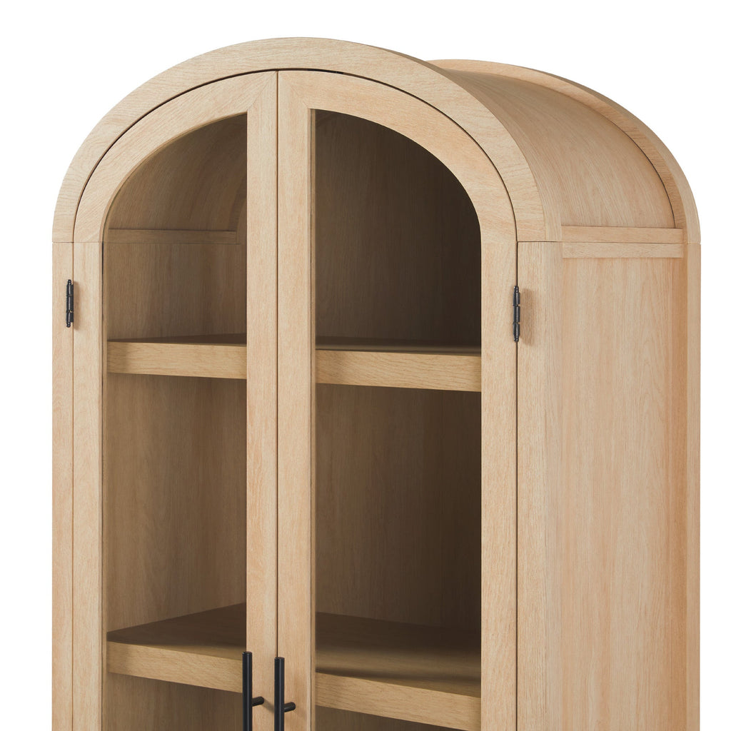 Modern 5 Shelf Arched Tall Bookcase with Glass Doors - Groovy Boardz
