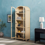 Modern 5 Shelf Arched Tall Bookcase with Glass Doors - Groovy Boardz