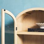 Modern 5 Shelf Arched Tall Bookcase with Glass Doors - Groovy Boardz
