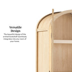 Modern 5 Shelf Arched Tall Bookcase with Glass Doors - Groovy Boardz