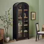 Modern 5 Shelf Arched Tall Bookcase with Glass Doors - Groovy Boardz