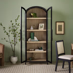 Modern 5 Shelf Arched Tall Bookcase with Glass Doors - Groovy Boardz