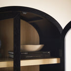 Modern 5 Shelf Arched Tall Bookcase with Glass Doors - Groovy Boardz