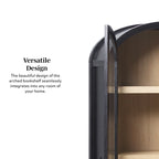 Modern 5 Shelf Arched Tall Bookcase with Glass Doors - Groovy Boardz