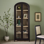 Modern 5 Shelf Arched Tall Bookcase with Glass Doors - Groovy Boardz