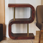 Artisan Furniture Solid Wood S-curve Brass Bedside