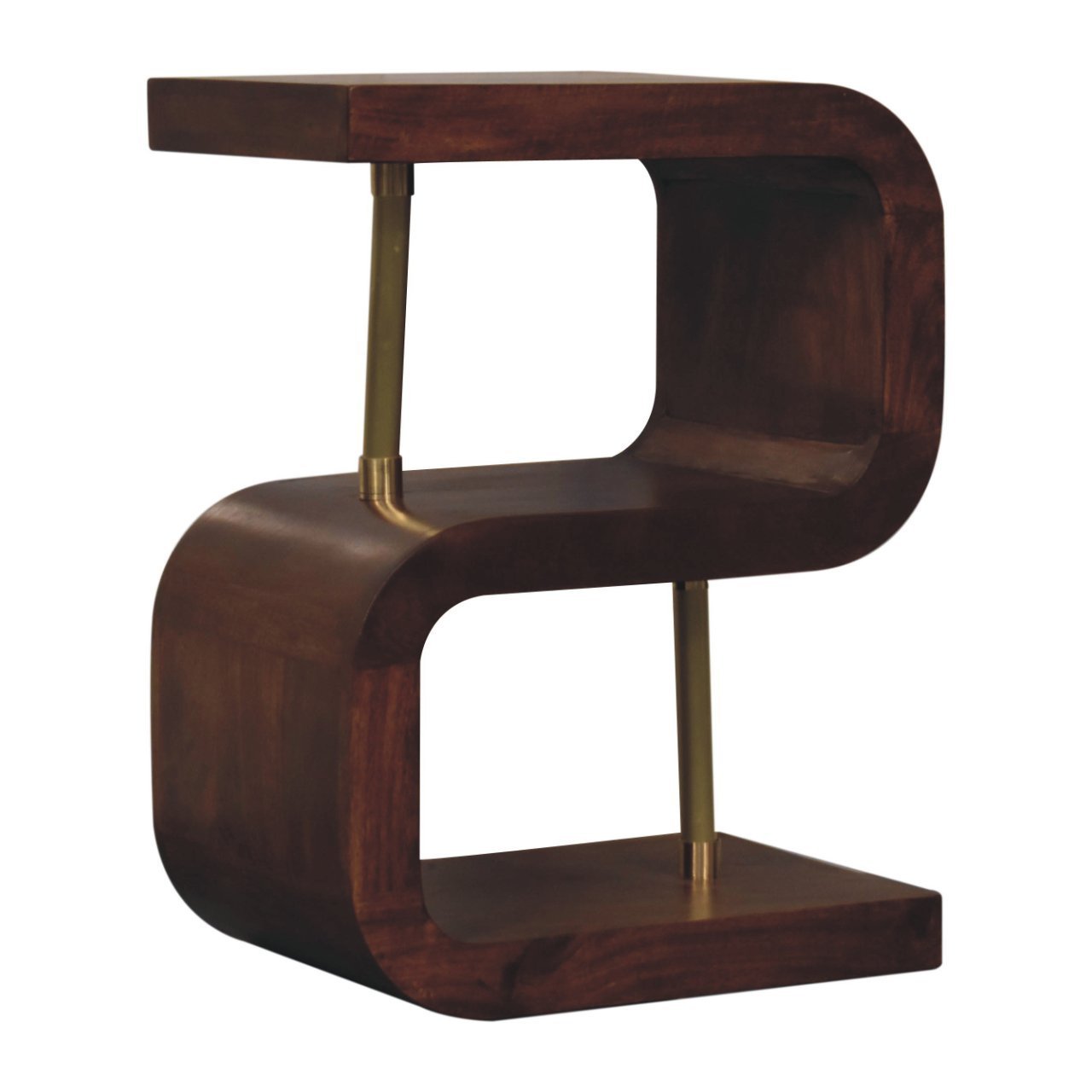 Artisan Furniture Solid Wood S-curve Brass Bedside