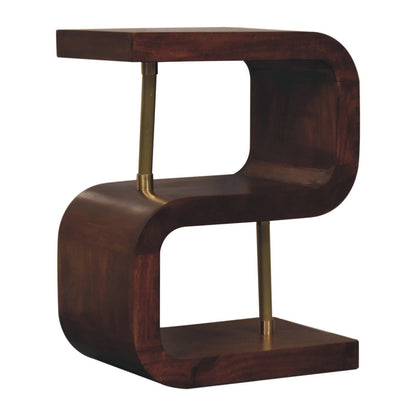 Artisan Furniture Solid Wood S-curve Brass Bedside