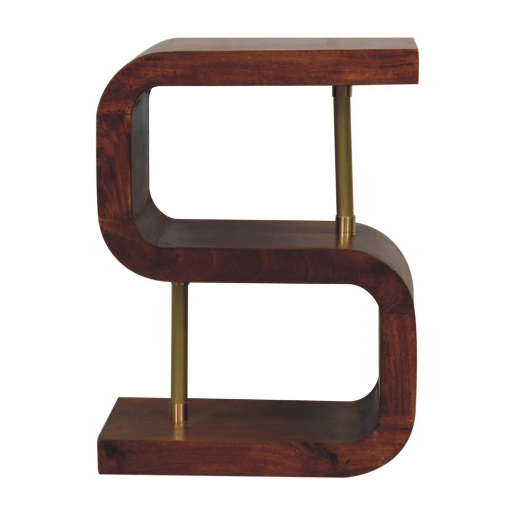 Artisan Furniture Solid Wood S-curve Brass Bedside