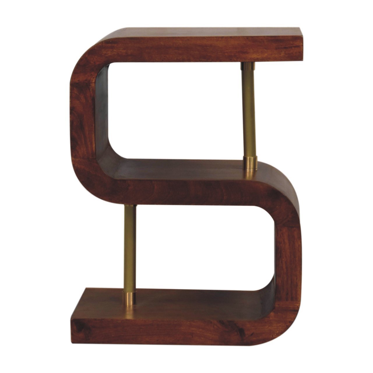 Artisan Furniture Solid Wood S-curve Brass Bedside