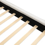 King Size Boucle Bed Frames, Upholstered Platform Bed with Curved Tufted Headboard, Soft Square Corners, Beige Bed Frame