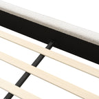 King Size Boucle Bed Frames, Upholstered Platform Bed with Curved Tufted Headboard, Soft Square Corners, Beige Bed Frame