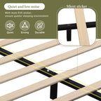 King Size Boucle Bed Frames, Upholstered Platform Bed with Curved Tufted Headboard, Soft Square Corners, Beige Bed Frame