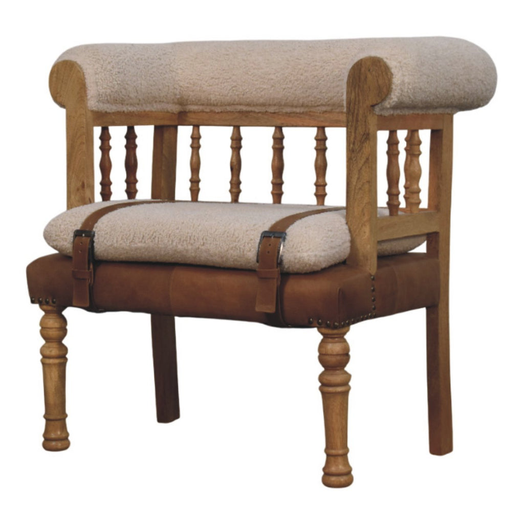 Strapped Hallway Boucle Bench