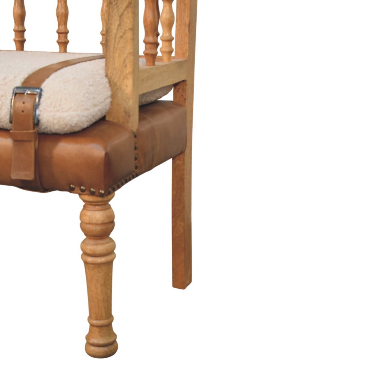 Strapped Hallway Boucle Bench