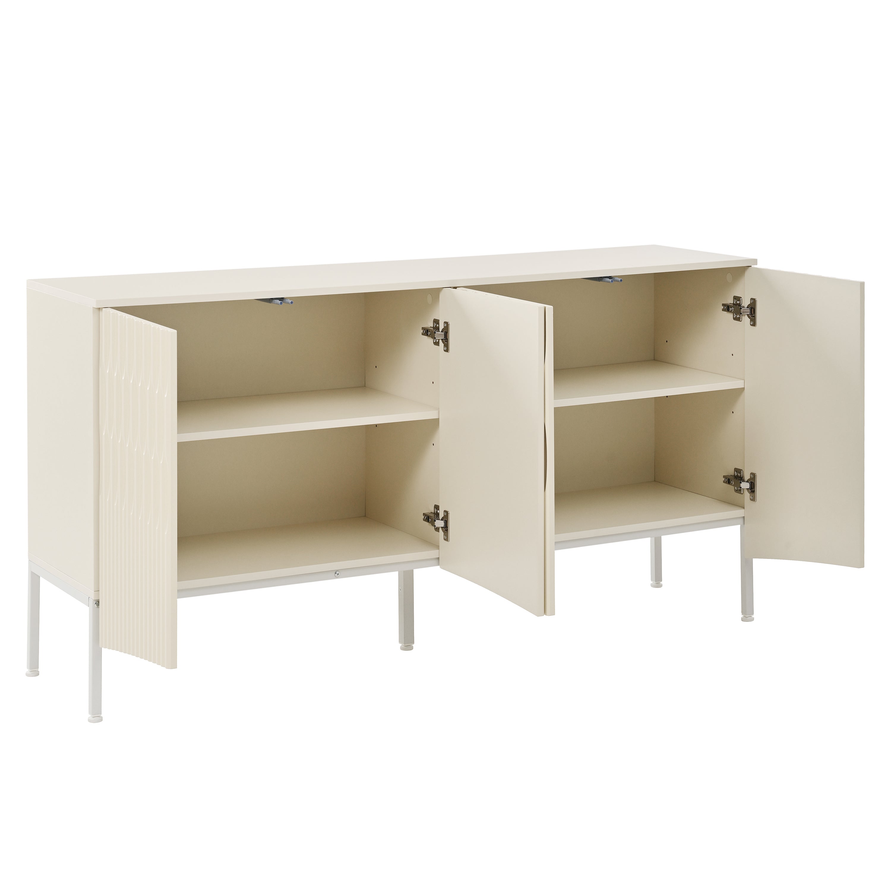 U_Style Elegant Sideboard Featuring Curved Bottom Doors with Arched Groove Design in a Stylish Four-Door Layout,Suitable for Living Rooms,Entrance and Study
