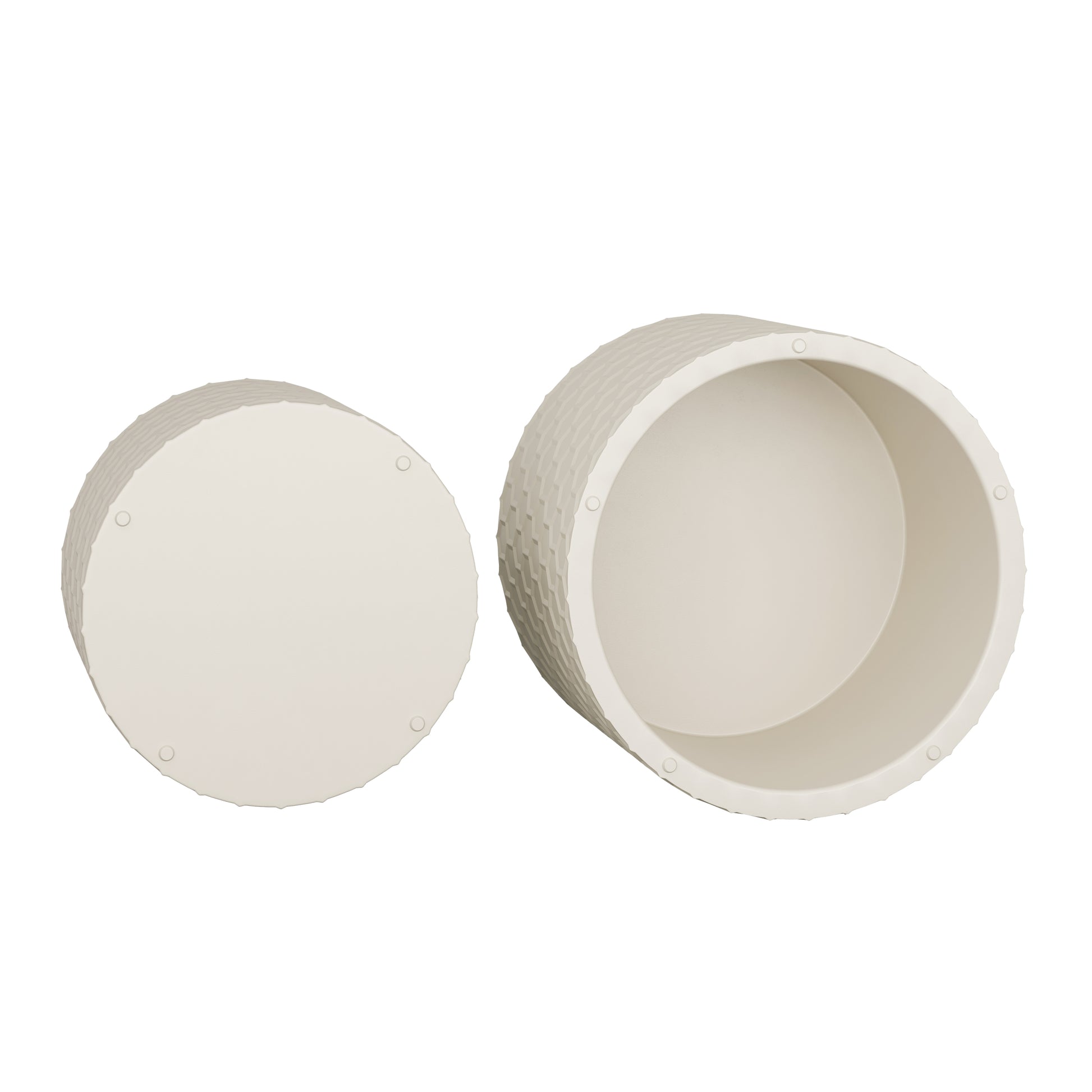 Stylish and Minimalist Nesting Coffee Table Set with Honeycomb Design, Modern Round Coffee Table, Drum Circle Coffee Table  for Living Room, Bedroom, Beige(Set of 2 Pieces)