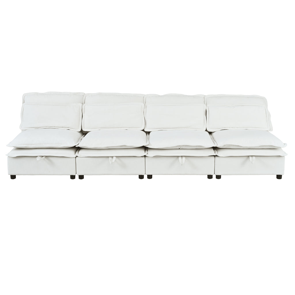 U_Style Double-Layer Cushion Modular Sofa, Freely Combinable, 4-Seater with Storage Function, Includes 4 Soft Cushions, Perfect for Living Rooms, Offices, and Apartments