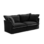 Modern Slipcovered 2-Seat Sofa Couches for Living Room, 2 Seater Sofa, Plain Chenille Deep Seat Sofa with Upholstered Cushion&Detachable Cover, Comfy Sofa Couch for Small Space, Apartment, Black