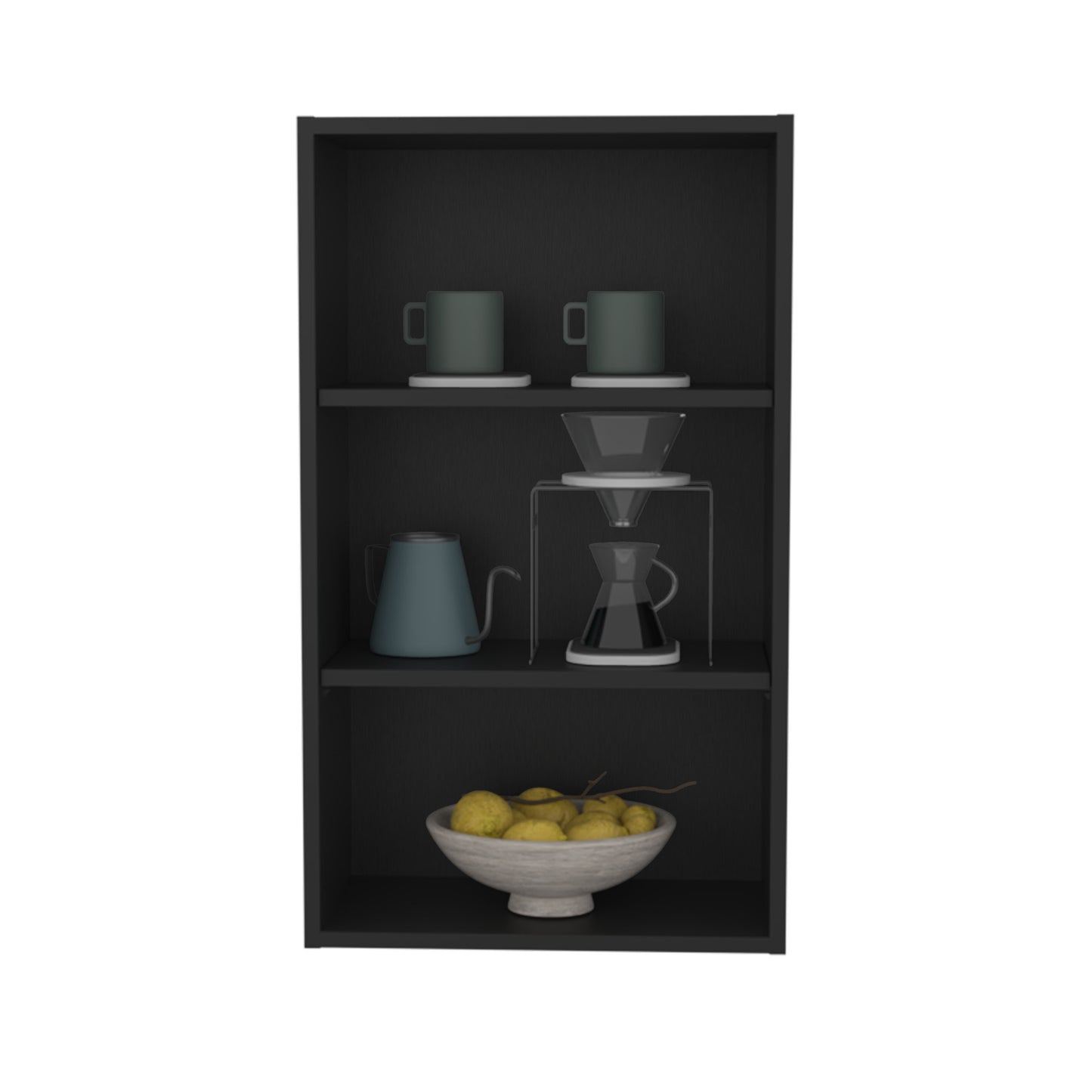 Eco 36 High Open 3-Tier Wall Cabinet, Wall Shelf, Storage Cabinet, Cube Shelf Bedroom, Office, Living Room, Garage Black