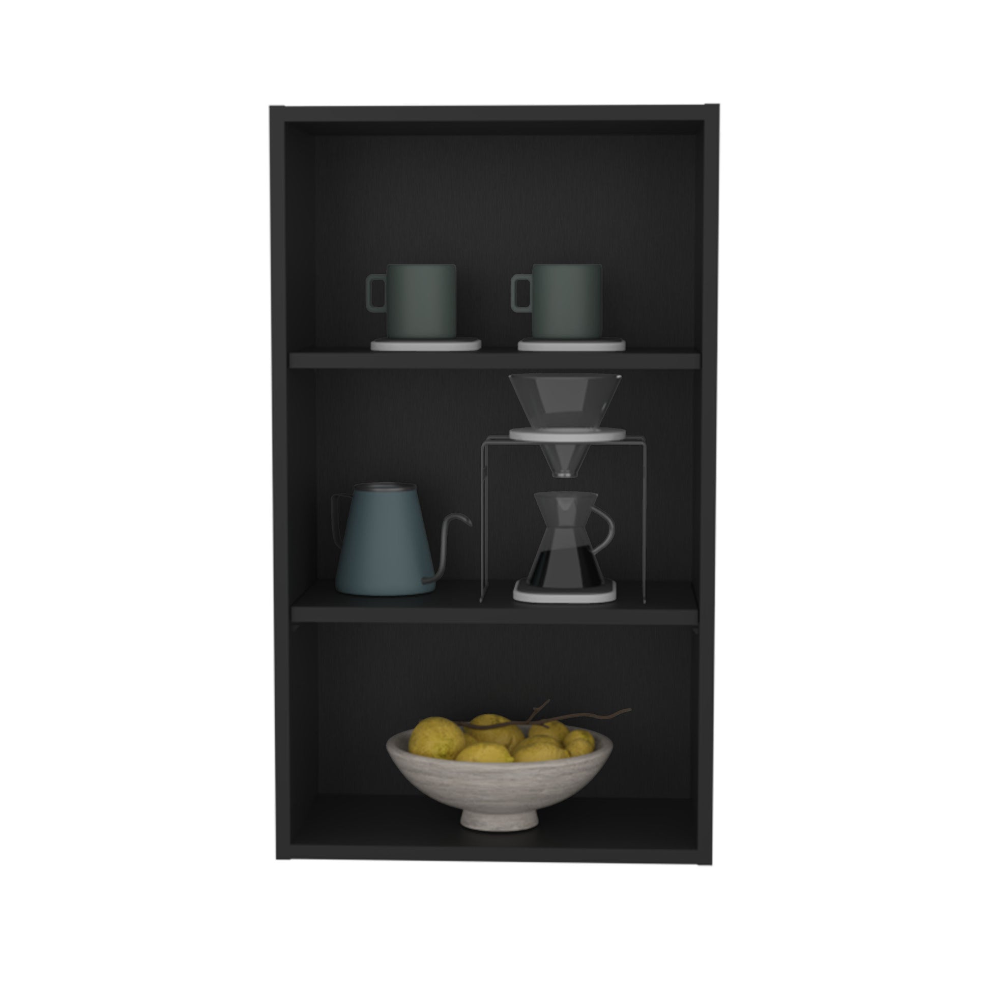 Eco 36 High Open 3-Tier Wall Cabinet, Wall Shelf, Storage Cabinet, Cube Shelf Bedroom, Office, Living Room, Garage Black