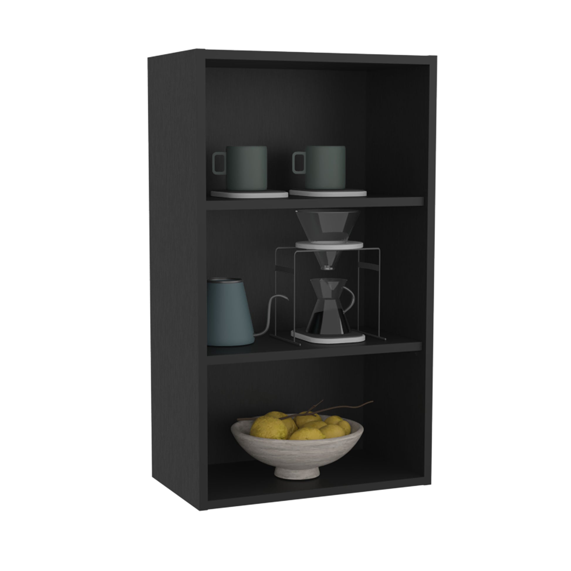 Eco 36 High Open 3-Tier Wall Cabinet, Wall Shelf, Storage Cabinet, Cube Shelf Bedroom, Office, Living Room, Garage Black
