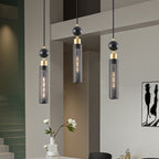 Modern Black and Gold 3-Light Pendant Chandelier, Adjustable Hanging Lights with Cylindrical Mesh Shades, E26 Base, Ideal for Dining Room, Kitchen Island, or Living Room Lighting (Bulb Not Included)