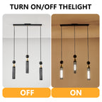 Modern Black and Gold 3-Light Pendant Chandelier, Adjustable Hanging Lights with Cylindrical Mesh Shades, E26 Base, Ideal for Dining Room, Kitchen Island, or Living Room Lighting (Bulb Not Included)