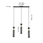 Modern Black and Gold 3-Light Pendant Chandelier, Adjustable Hanging Lights with Cylindrical Mesh Shades, E26 Base, Ideal for Dining Room, Kitchen Island, or Living Room Lighting (Bulb Not Included)
