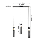 Modern Black and Gold 3-Light Pendant Chandelier, Adjustable Hanging Lights with Cylindrical Mesh Shades, E26 Base, Ideal for Dining Room, Kitchen Island, or Living Room Lighting (Bulb Not Included)