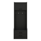 4-in-1 Detachable Hall Tree with Storage and 7 Hooks, Multiple Functions Hallway Coat Rack with Storage Drawers and Cabinet, Black Shoe Bench for Entryway Hallway