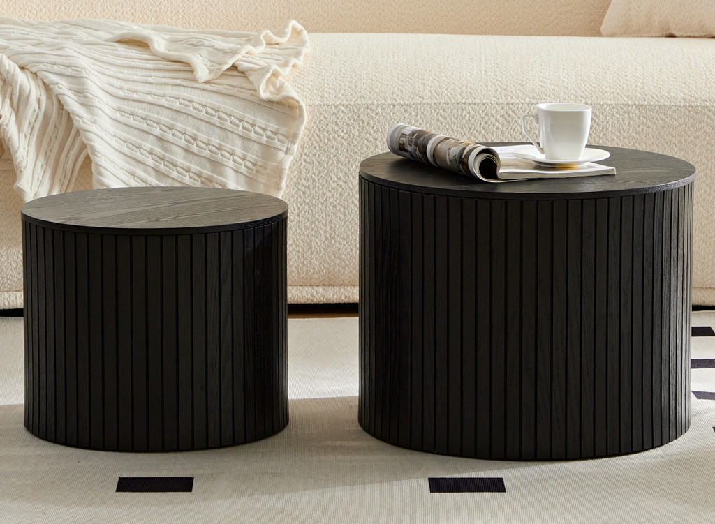 Nested table set 2 pieces, MDF coffee table set Living room/lounge area, black