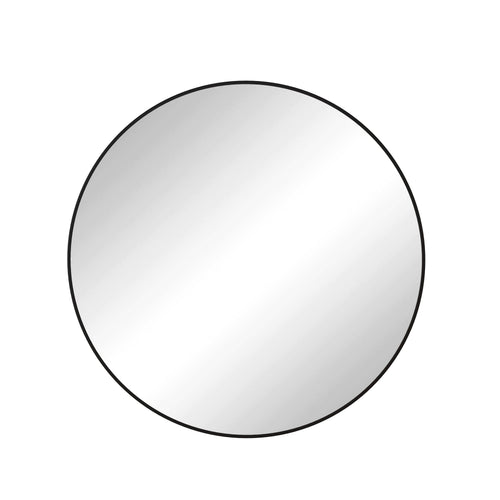 Elegant Black Metal Framed Round Wall Mirror 39 Inch.