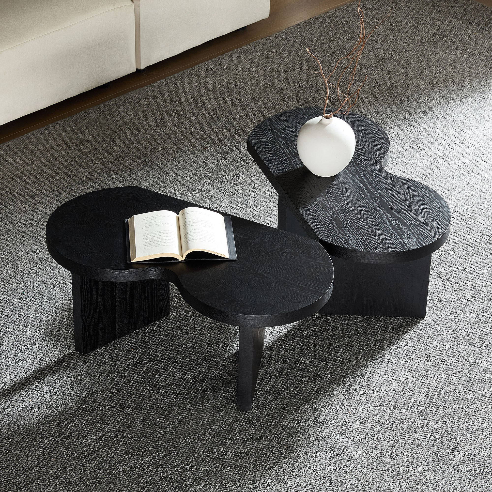 Modern Butterfly MDF Coffee Table, Used In Living Rooms, Bedrooms, Offices, With A Butterfly Shaped Appearance, Black