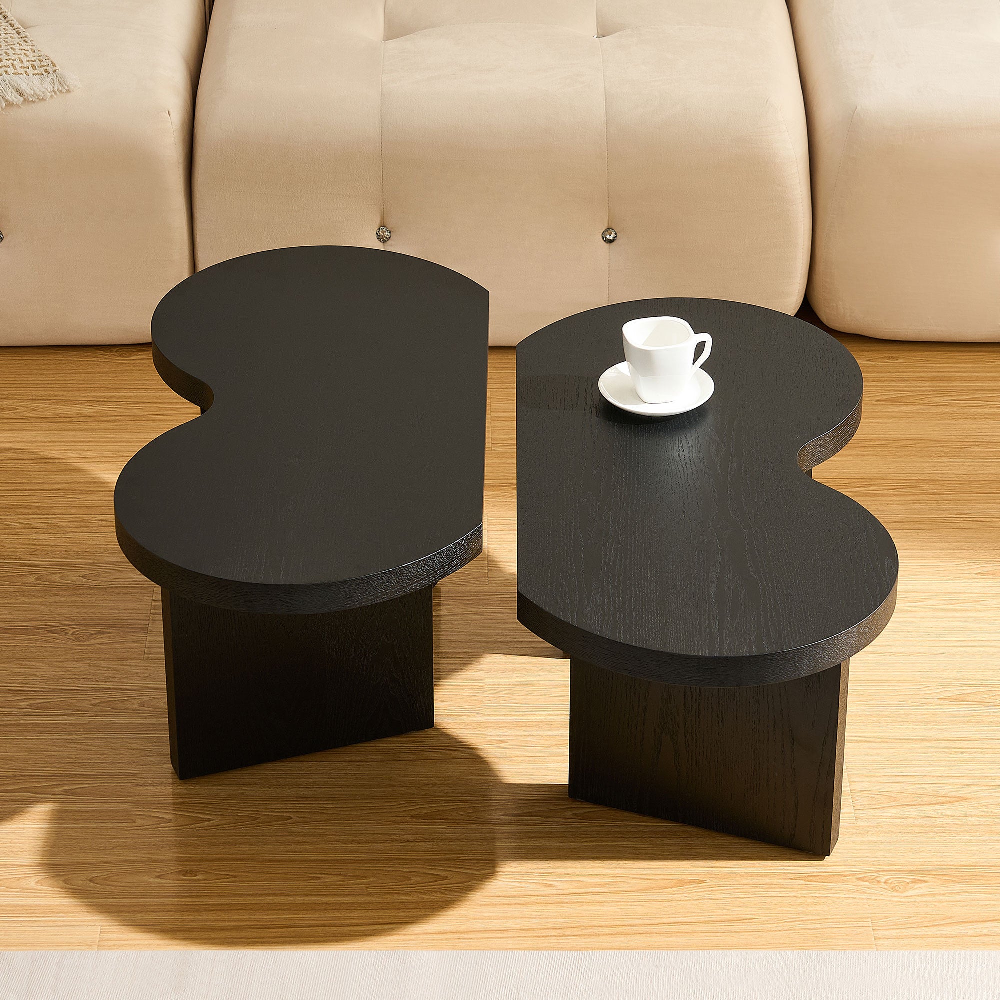 Modern Butterfly MDF Coffee Table, Used In Living Rooms, Bedrooms, Offices, With A Butterfly Shaped Appearance, Black
