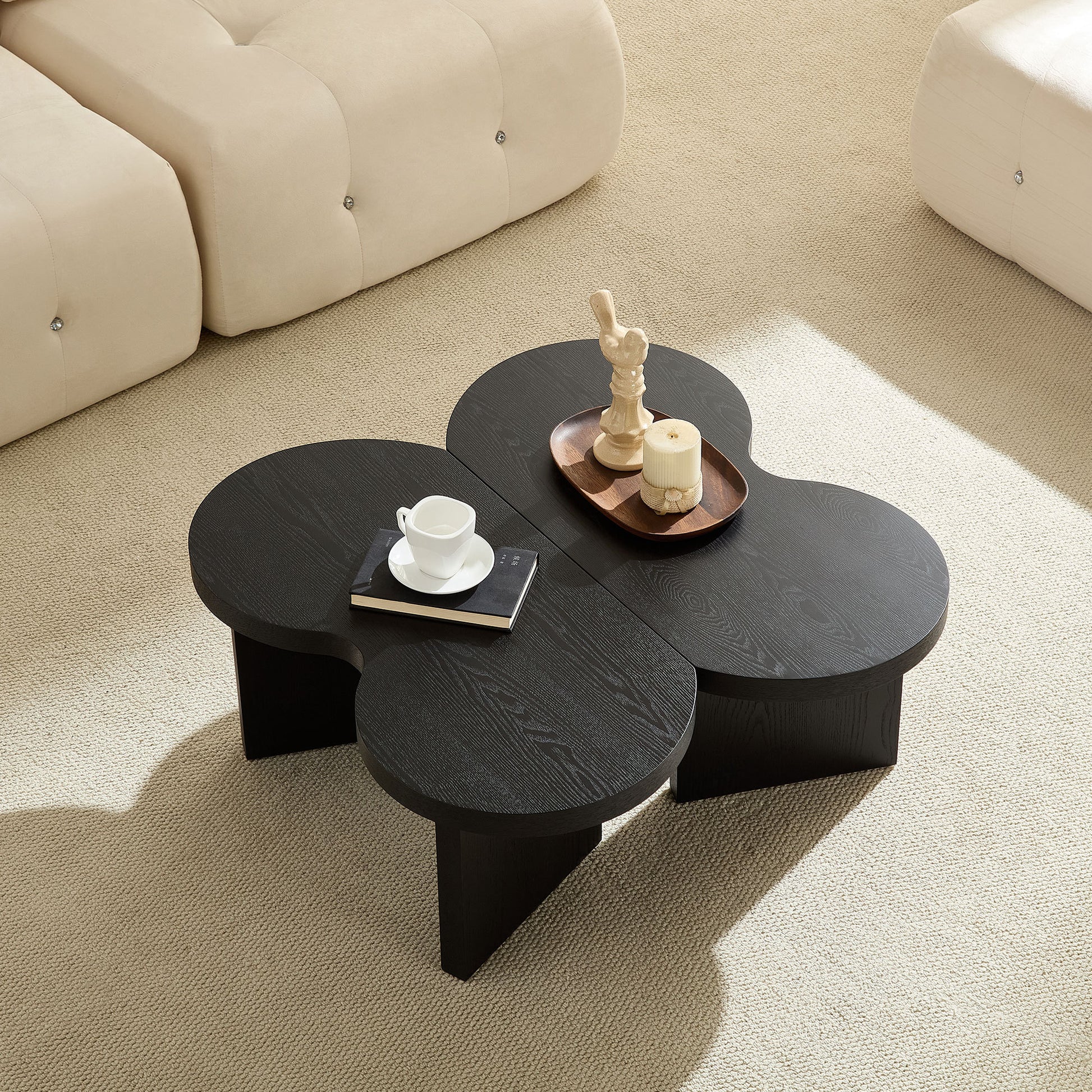 Modern Butterfly MDF Coffee Table, Used In Living Rooms, Bedrooms, Offices, With A Butterfly Shaped Appearance, Black