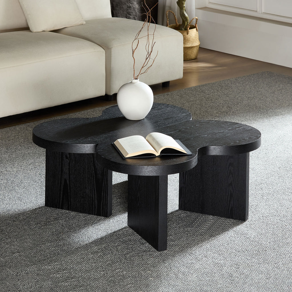 Modern Butterfly MDF Coffee Table, Used In Living Rooms, Bedrooms, Offices, With A Butterfly Shaped Appearance, Black