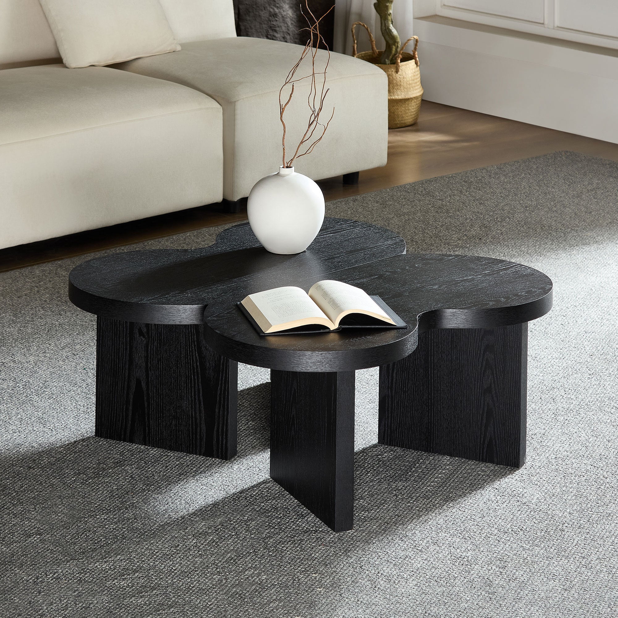 Modern Butterfly MDF Coffee Table, Used In Living Rooms, Bedrooms, Offices, With A Butterfly Shaped Appearance, Black