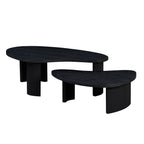 2-Piece Modern Irregular Shape Coffee Table Set for Living Room,Easy Assembly Nesting Coffee Tables, End Side Tables for Living Room Office,Black Color