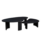 2-Piece Modern Irregular Shape Coffee Table Set for Living Room,Easy Assembly Nesting Coffee Tables, End Side Tables for Living Room Office,Black Color