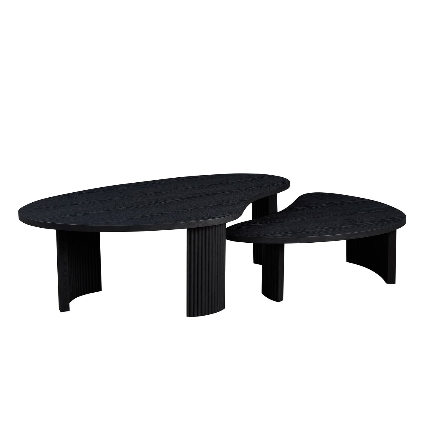 2-Piece Modern Irregular Shape Coffee Table Set for Living Room,Easy Assembly Nesting Coffee Tables, End Side Tables for Living Room Office,Black Color