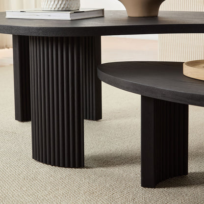 2-Piece Modern Irregular Shape Coffee Table Set for Living Room,Easy Assembly Nesting Coffee Tables, End Side Tables for Living Room Office,Black Color