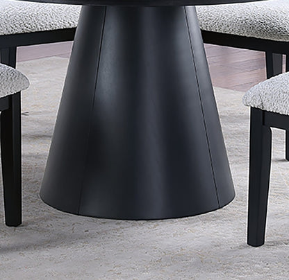 1pc Round Table Unique Cone-Shaped Base Black Color Wooden Casual Modern Dining Room Table Only