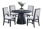 1pc Round Table Unique Cone-Shaped Base Black Color Wooden Casual Modern Dining Room Table Only