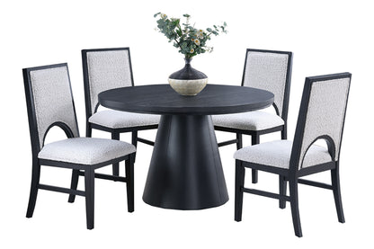 1pc Round Table Unique Cone-Shaped Base Black Color Wooden Casual Modern Dining Room Table Only