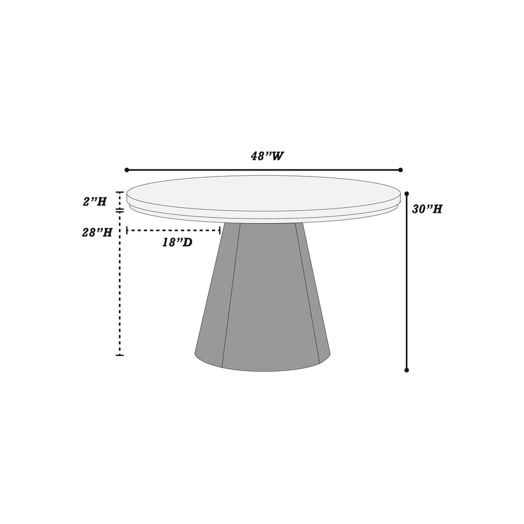 1pc Round Table Unique Cone-Shaped Base Black Color Wooden Casual Modern Dining Room Table Only