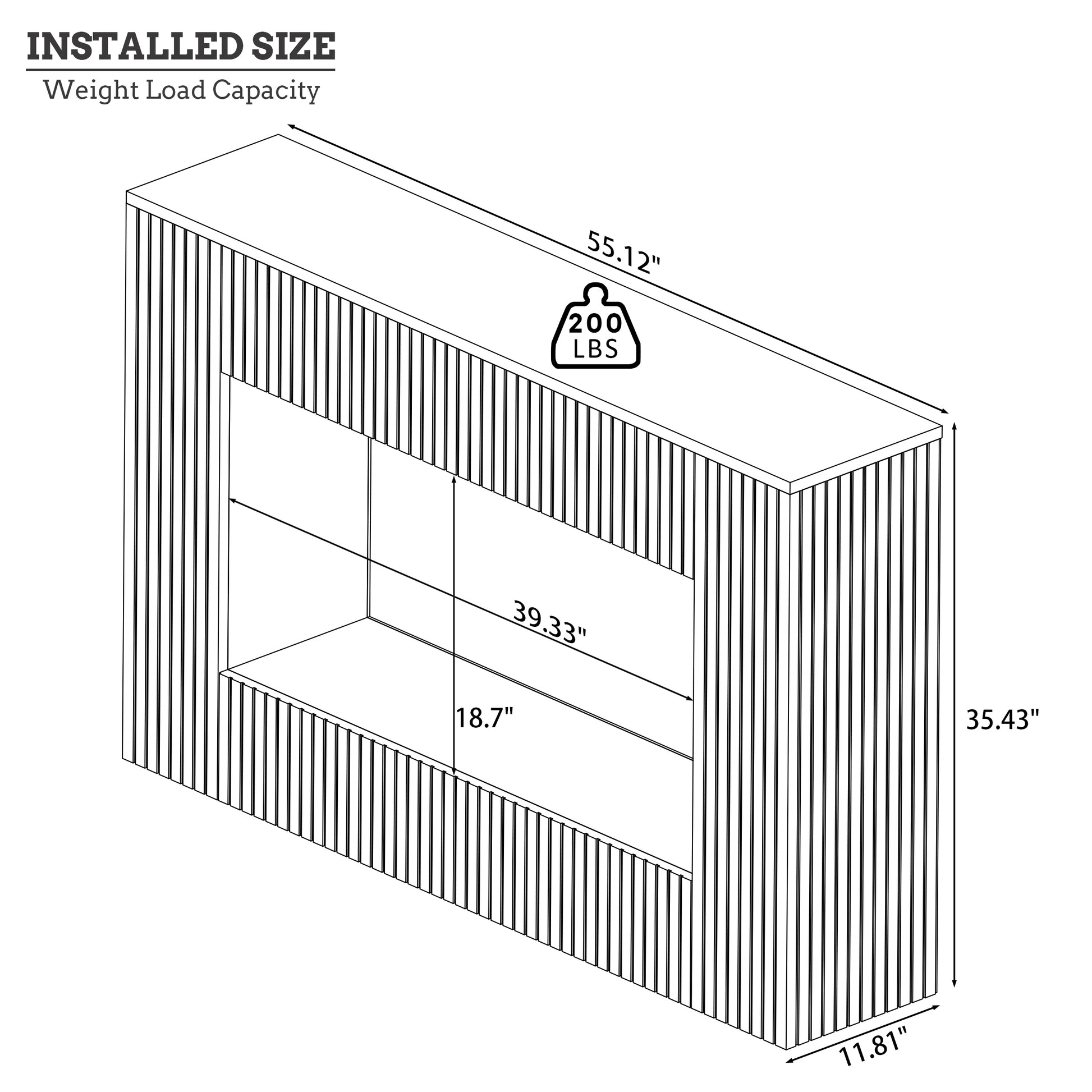 55' Modern Slatted Console Table, Narrow Entryway Table for Living Room or Hallway Console Table
