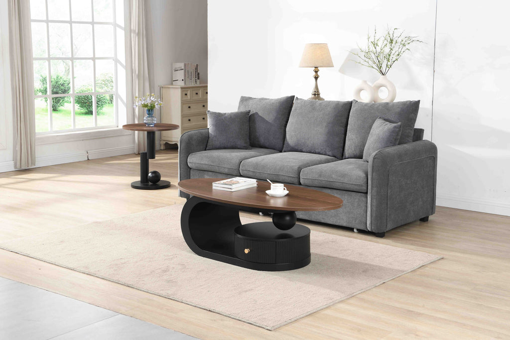 Elegant Black Nesting Coffee Table Set of 2 with Storage.